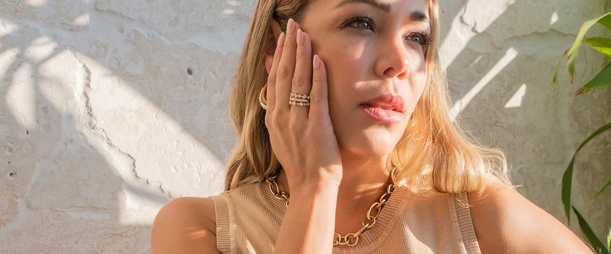 Woman with jewelry on her fingers