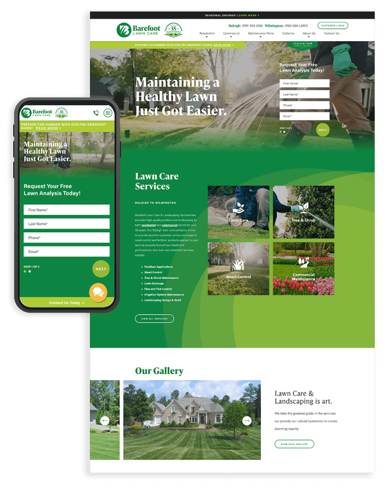 Barefoot Lawn Care website design