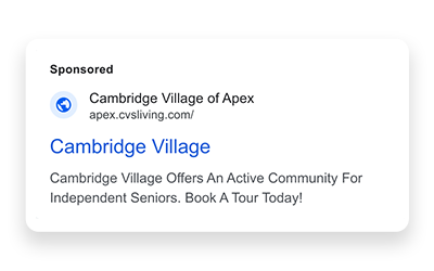 Cambridge Village of Apex Search ad