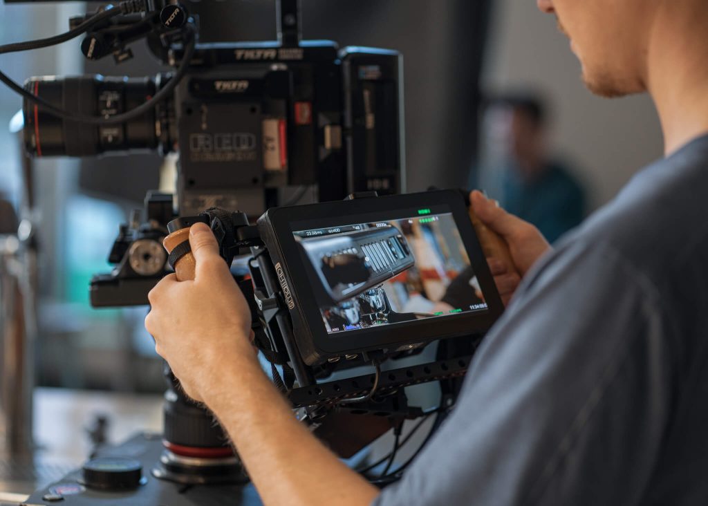 Video camera on set of video filming