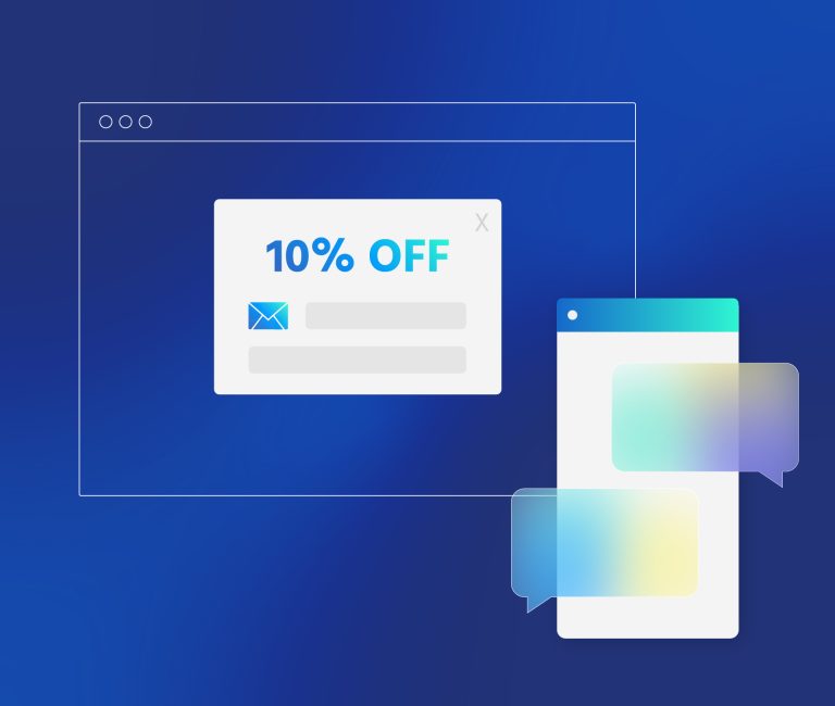 Graphic of email popup and sms marketing